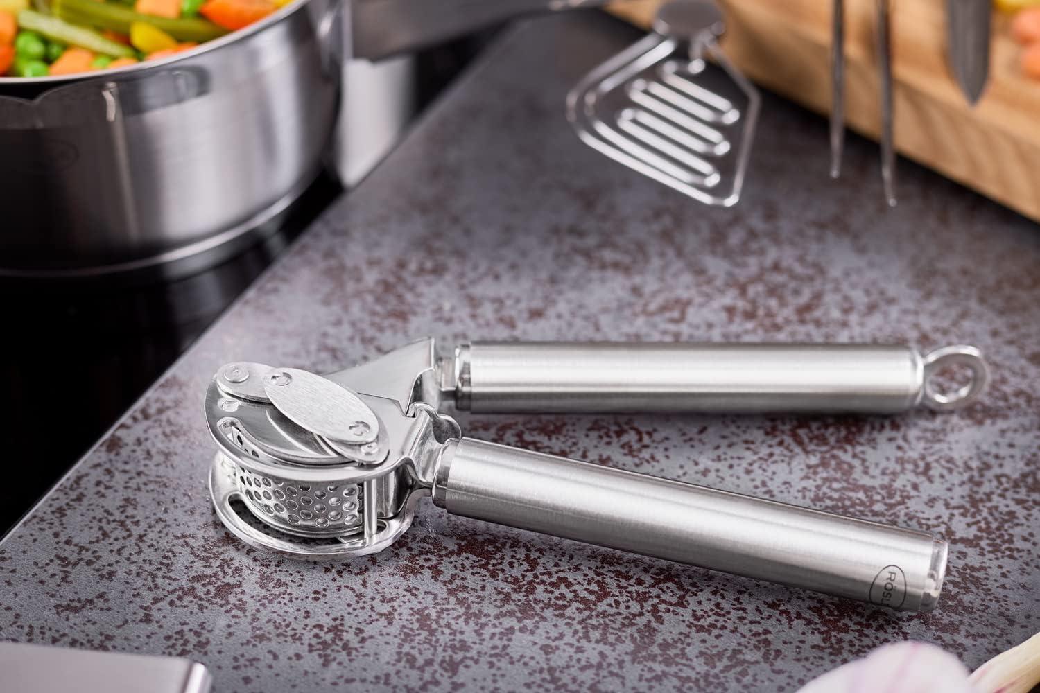image:imageRsle 12895 Stainless Steel Garlic amp Ginger Press with Scraper for Effortless Mincing with Easy Cleanup 13inchGarlic Press with Scraper