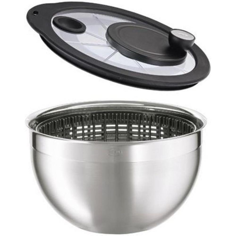 image:imageRosle 15695 Stainless Steel Large Salad Spinner with Glass LidLarge Spinner