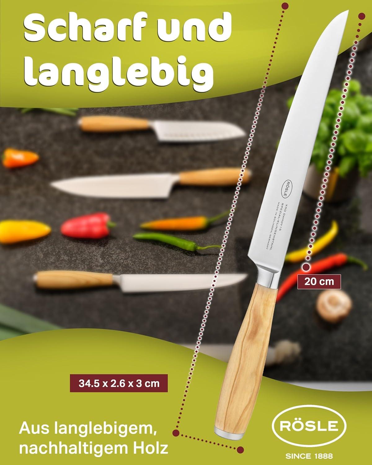 image:imageRsle Artesano Forged Carving Knife with Olive Wood Handle Great for Preparing Meat and Carving all Types of Meat 8 in Blade