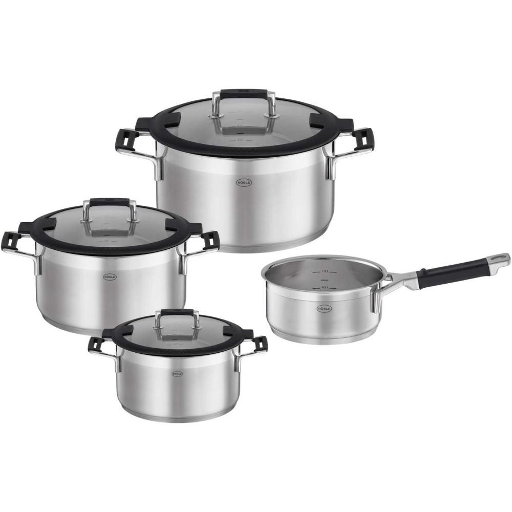 image:imageRosle 91962 Silence Pro Stainless Steel High Casserole Cooking Pot with Insulated Handles amp Lid 20 cm 79 in Silver129 Quarts