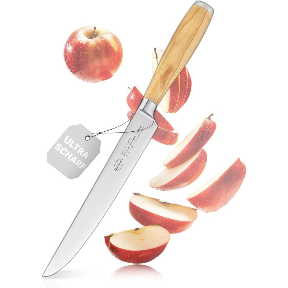 image:imageRsle Artesano Forged Carving Knife with Olive Wood Handle Great for Preparing Meat and Carving all Types of Meat 8 in Blade
