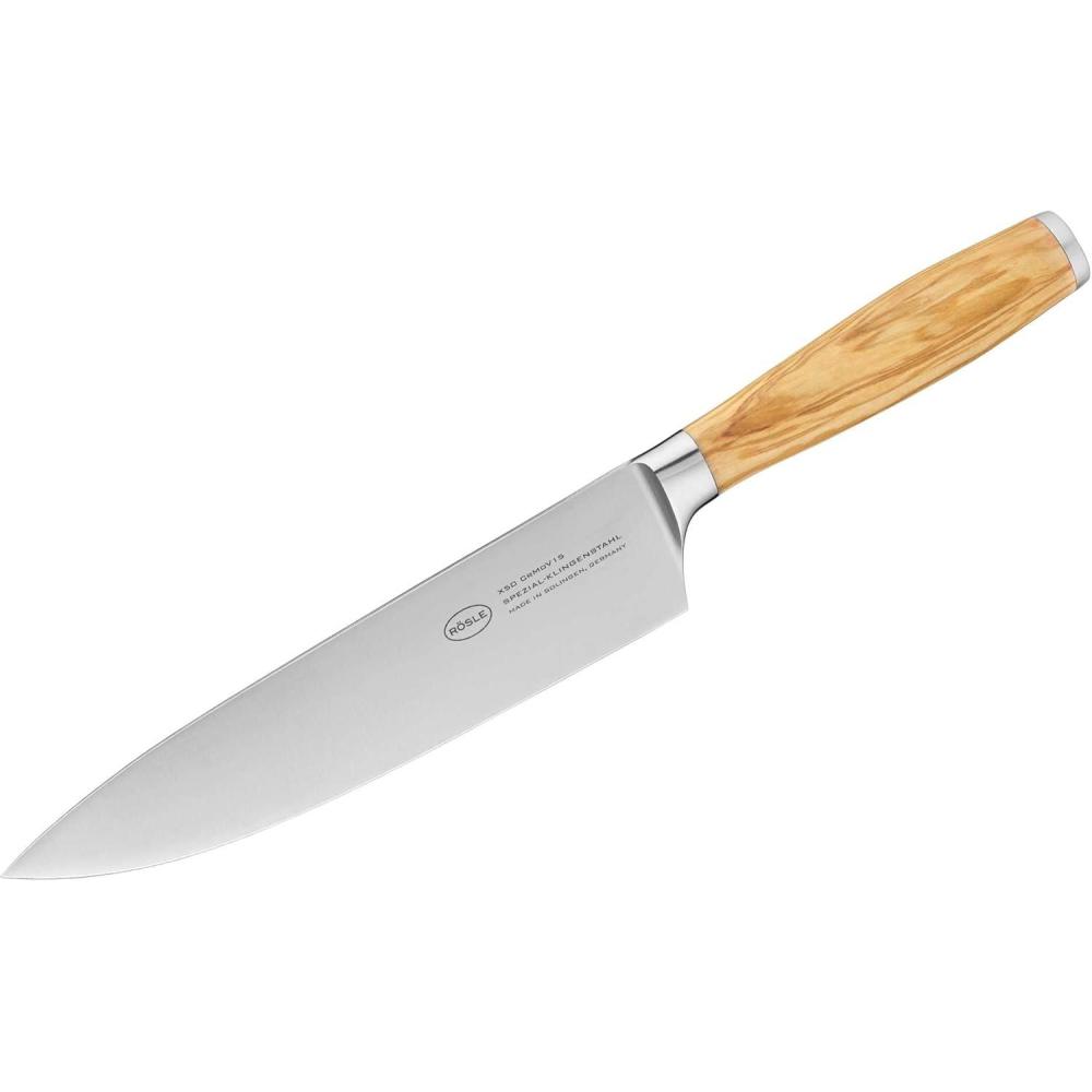 image:imageRsle Artesano Forged Chefs Knife with Olive Wood Handle Great Cutting Meat Fish and Vegetables Chopping Herbs and Nuts 8 in Blade