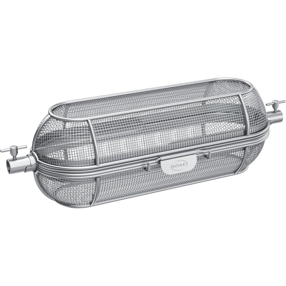image:imageRsle BBQ Stainless Steel Revolving Spit Grill Basket for Rotisserie