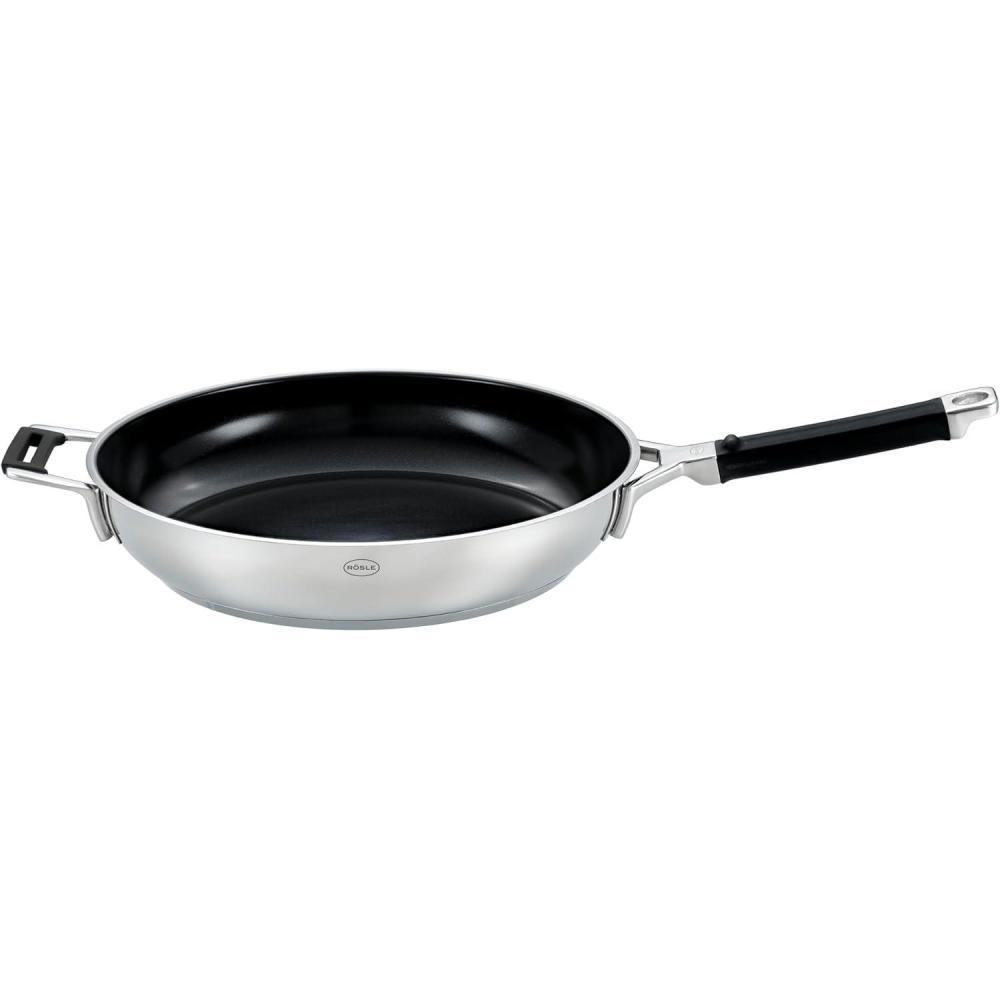 image:imageRsle Silence Pro Frying Pan with ScratchResistant Premium NonStick Coating ProResist Silicone Handle 20 cm 1810 Stainless Steel Suitable for Induction Cookers Dishwasher Safe SilverBlackProCeraPlus