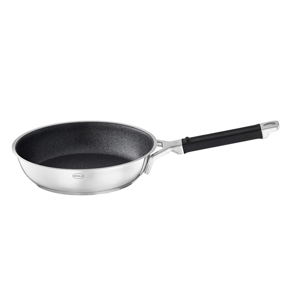 image:imageRsle Silence Pro Frying Pan with ScratchResistant Premium NonStick Coating ProResist Silicone Handle 28 cm 1810 Stainless Steel Suitable for Induction Cookers Dishwasher Safe SilverBlack