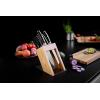 Rösle Artesano Forged Santoku Knife with Olive Wood Handle, Fluted Edges made for Fine Cutting Meat, Fish, and Vegetables, 6.5 in Blade(Knife X Knife Block)
