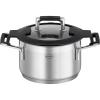 Rosle 91962 Silence Pro Stainless Steel High Casserole Cooking Pot with Insulated Handles & Lid 20 cm / 7.9 in, Silver(2 Quarts)