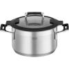 Rosle 91962 Silence Pro Stainless Steel High Casserole Cooking Pot with Insulated Handles & Lid 20 cm / 7.9 in, Silver(3.7 Quarts)