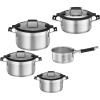 Rosle 91962 Silence Pro Stainless Steel High Casserole Cooking Pot with Insulated Handles & Lid 20 cm / 7.9 in, Silver(5 pièces)