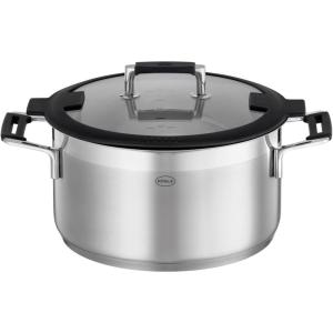Rosle 91962 Silence Pro Stainless Steel High Casserole Cooking Pot with Insulated Handles & Lid 20 cm / 7.9 in, Silver(Ø 24 cm)