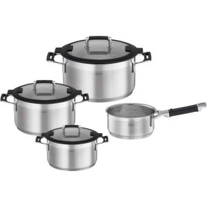 Rosle 91962 Silence Pro Stainless Steel High Casserole Cooking Pot with Insulated Handles & Lid 20 cm / 7.9 in, Silver(12.9 Quarts)
