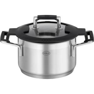 Rosle 91962 Silence Pro Stainless Steel High Casserole Cooking Pot with Insulated Handles & Lid 20 cm / 7.9 in, Silver(2 Quarts)