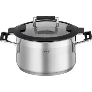Rosle 91962 Silence Pro Stainless Steel High Casserole Cooking Pot with Insulated Handles & Lid 20 cm / 7.9 in, Silver(3.7 Quarts)