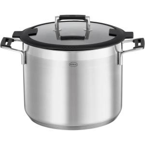 Rosle 91963 Silence Pro Stainless Steel High Casserole Cooking Pot with Insulated Handles & Lid 24 cm / 9.5 in, Silver