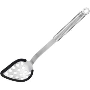 Rosle Durable Multifunctional Slotted Serving Spoon Silicone Lined Stainless Steel With Round Handle