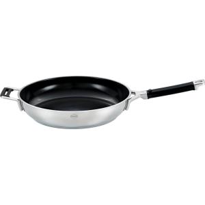 Rösle Silence Pro Frying Pan with Scratch-Resistant Premium Non-Stick Coating ProResist, Silicone Handle, 20 cm, 18/10 Stainless Steel, Suitable for Induction Cookers, Dishwasher Safe, Silver/Black(ProCeraPlus)