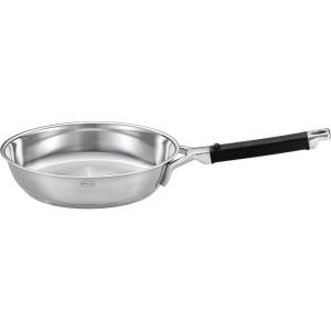 Rösle Silence Pro Frying Pan with Scratch-Resistant Premium Non-Stick Coating ProResist, Silicone Handle, 20 cm, 18/10 Stainless Steel, Suitable for Induction Cookers, Dishwasher Safe, Silver/Black(Stainless steel)